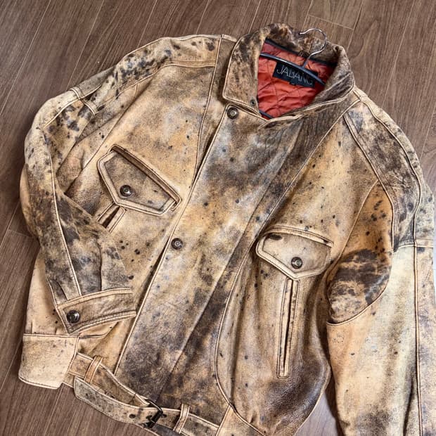 유럽 빈티지 가죽 봄버 자켓