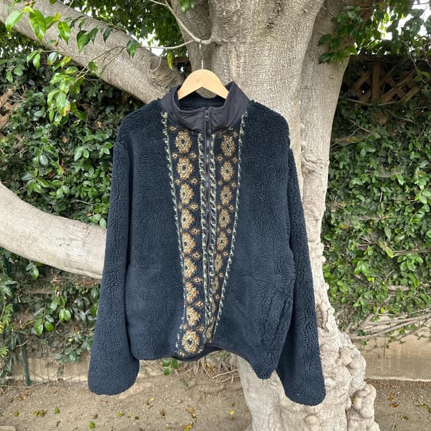 스투시 x 노마 리마 자카드 쉐르파 자켓 블랙