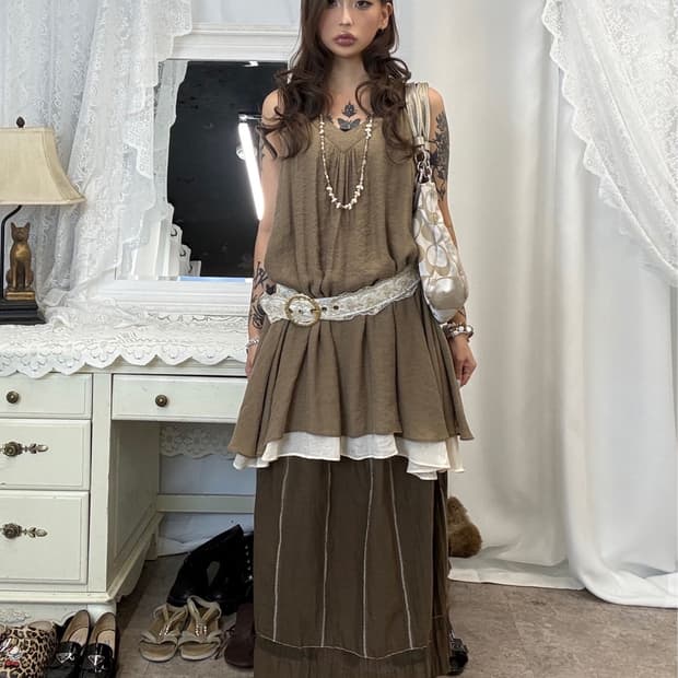 brown sleeveless