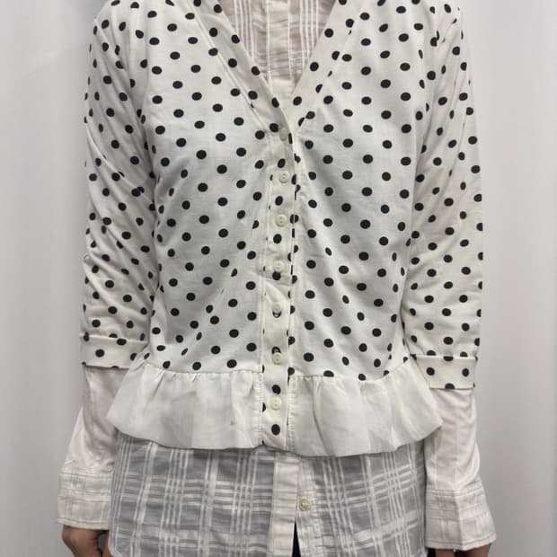 dot frill cardigan