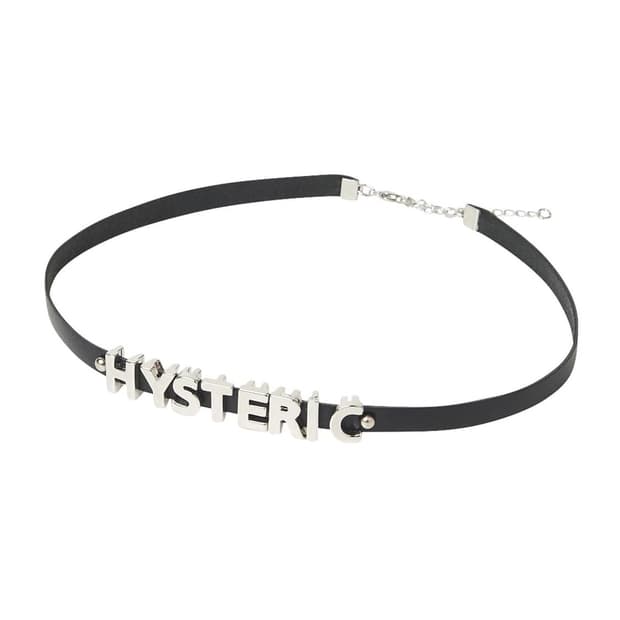 히스테릭 글래머 메탈 심볼 소가죽 초커 목걸이