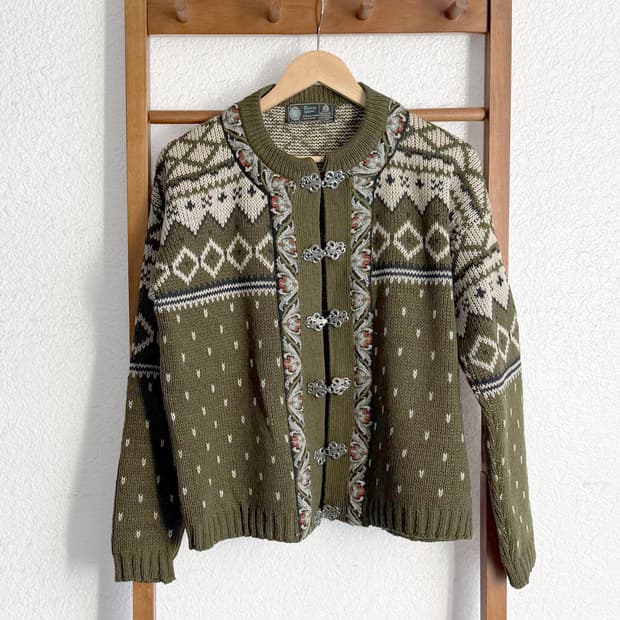 Norwegian Moss Knit Cardigan