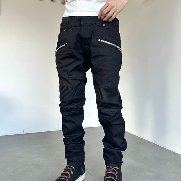 발망 아카이브 지퍼 바이커 블랙진