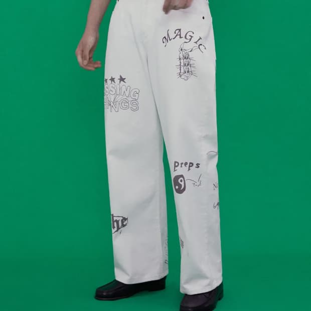 비바스튜디오 드로잉 데님 팬츠 화이트 청바지 L