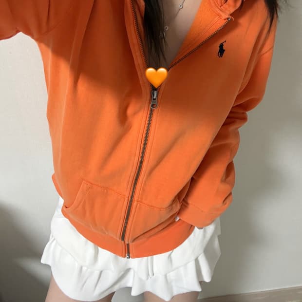 폴로 오렌지 후드집업