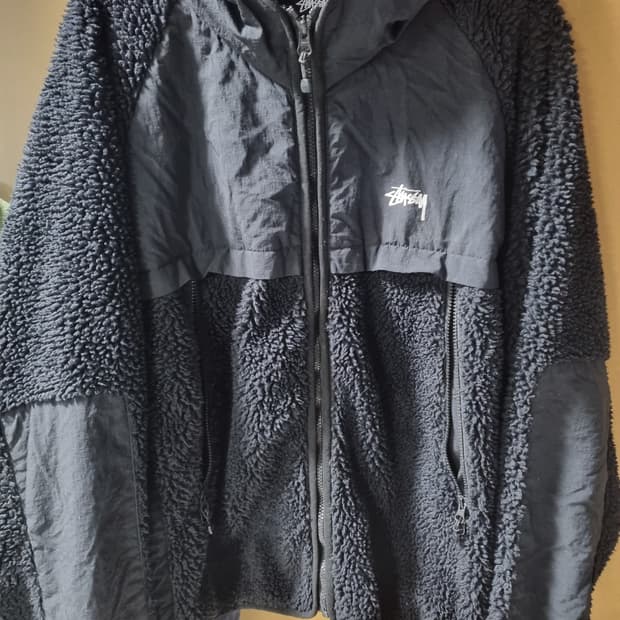 스투시 남성 후리스 후드집업 