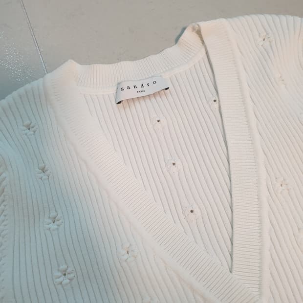 산드로 골지 플라워 쫄쫄이 여성 가디건