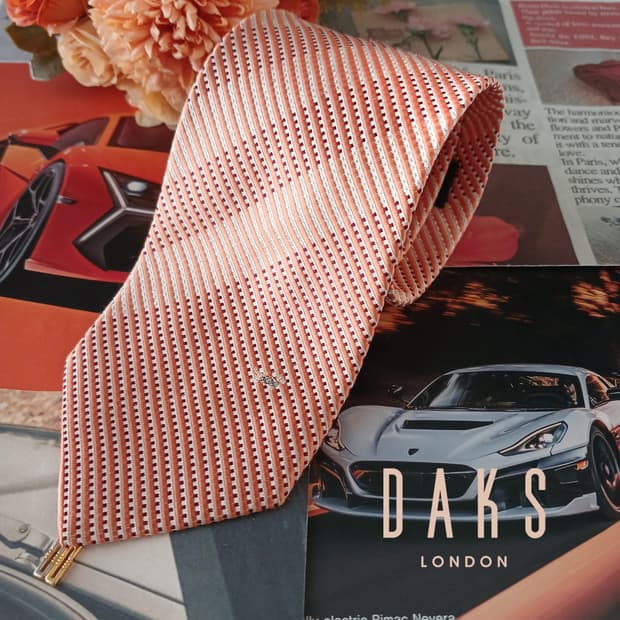 닥스 실크 오렌지 스트라이프 넥타이 8.5cm A+등급 A19172
