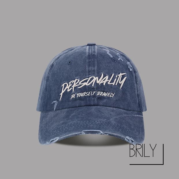 [Unisex] Personality 빈티지로고 자수 피그먼트 워싱 볼캡