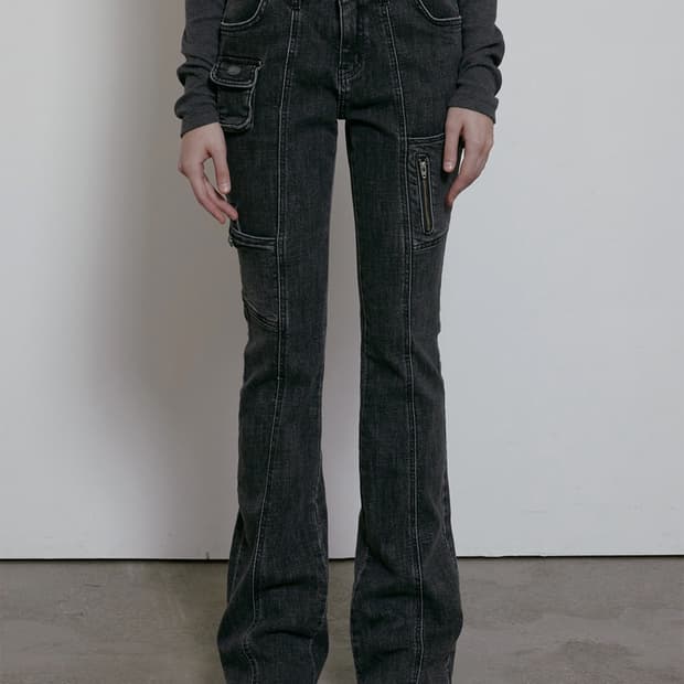 보헤미안서울 사이드 포켓 부츠컷 바지 그레이