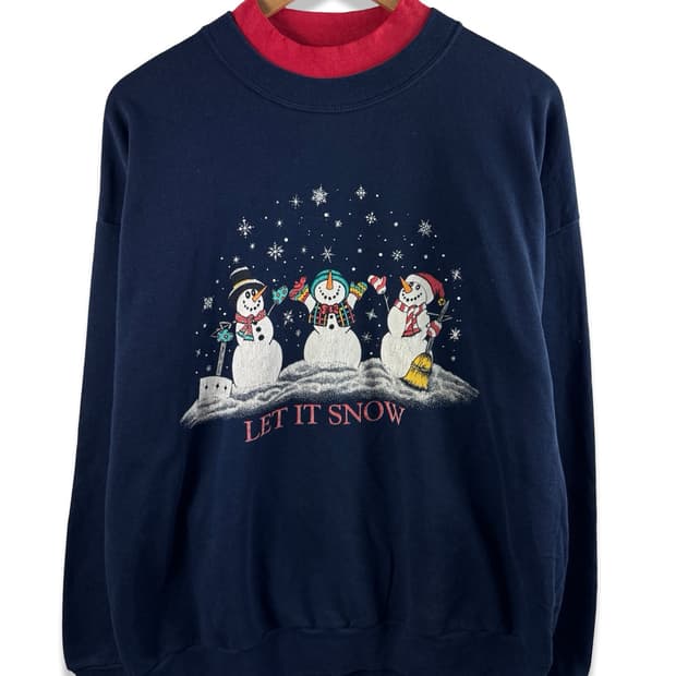 90S 미국제조 LET IT SNOW 프린팅 스웻셔츠2328