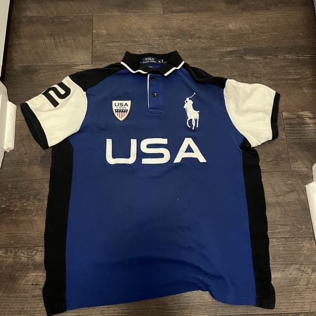 폴로 랄프 로렌 치프키프 USA 빅포니 반팔 카라티 블루