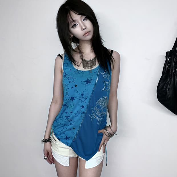 핫픽스 컷아웃 y2k 펑크 슬리브리스