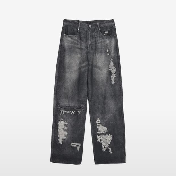 마뗑킴 빈티지 그래픽 프린티드 데님팬츠