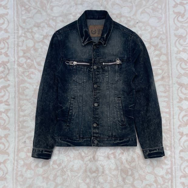 Vintage y2k Black Washed Denim Jacke