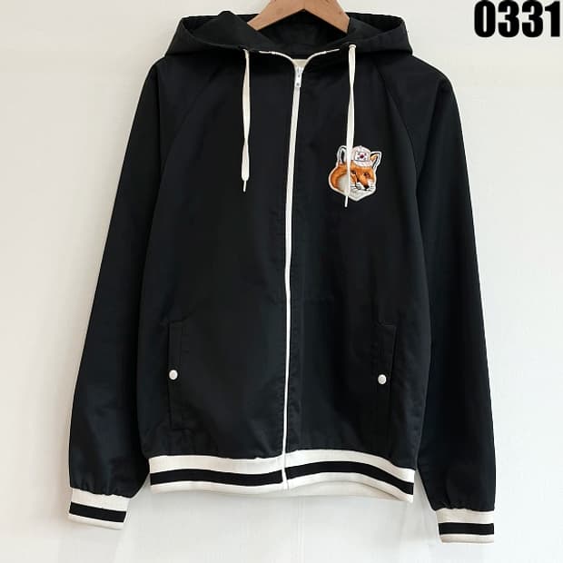 메종 키츠네 폭스 패치 후드 집업 자켓 003 0331