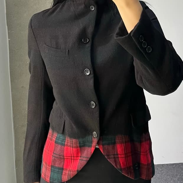 꼼데가르송 블랙 10f/w 체크 울 블레이저