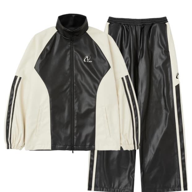 새상품)널디 에코 레더 트렉 져지 셋업 M