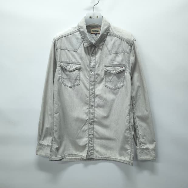 힐피거 데님 여성 라이트 그레이 웨스턴 셔츠 (55~66)