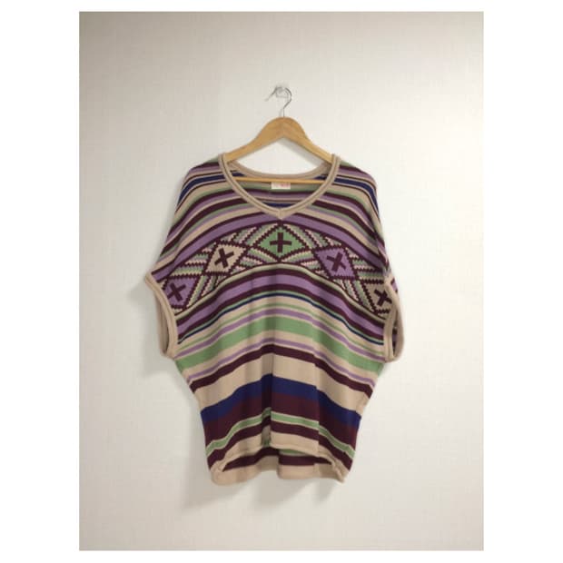 titicaca 티티카키 보헤미안 핑크 판쵸 니트