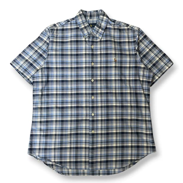 폴로랄프로렌 버튼다운 블루 체크셔츠 L