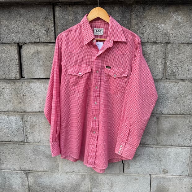 70~80s lee 빈티지 레드 체크 웨스턴 셔츠