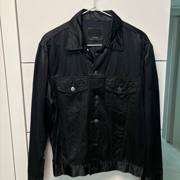 빈티지 사틴 트러커 자켓 블랙 100사이즈