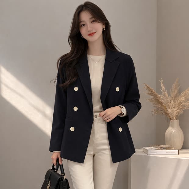 타임 포스트모던 더블 버튼 자켓 세미루즈핏