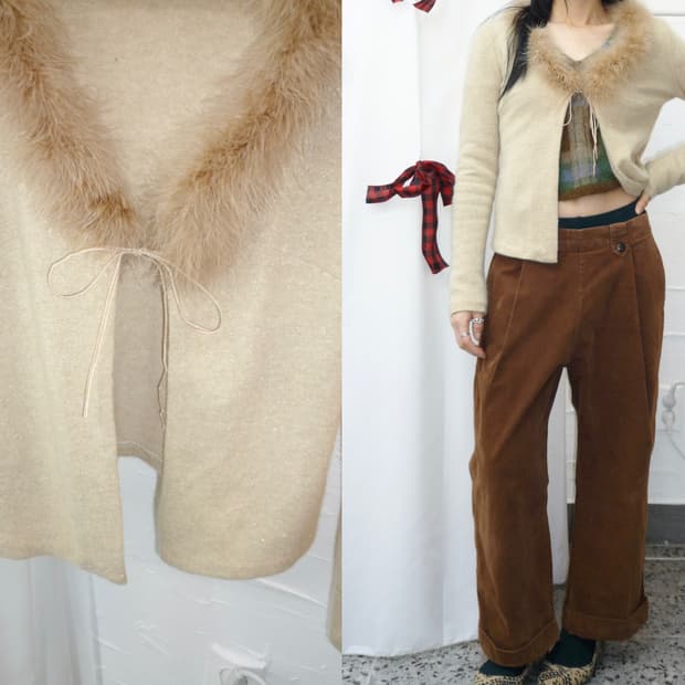Fur ivory sparkle cardigan