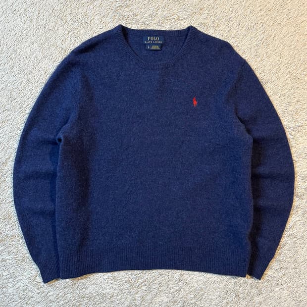 폴로 랄프로렌 신형 레드포니 라운드넥 울 니트 네이비