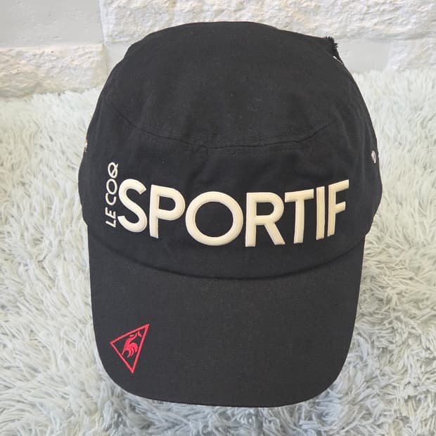 p7-6:르꼬끄 스포르티프 체크 챙 골프 캡 블랙 56-59cm