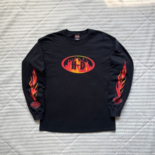 빈티지 할리데이비슨 플레임 롱슬리브 티셔츠