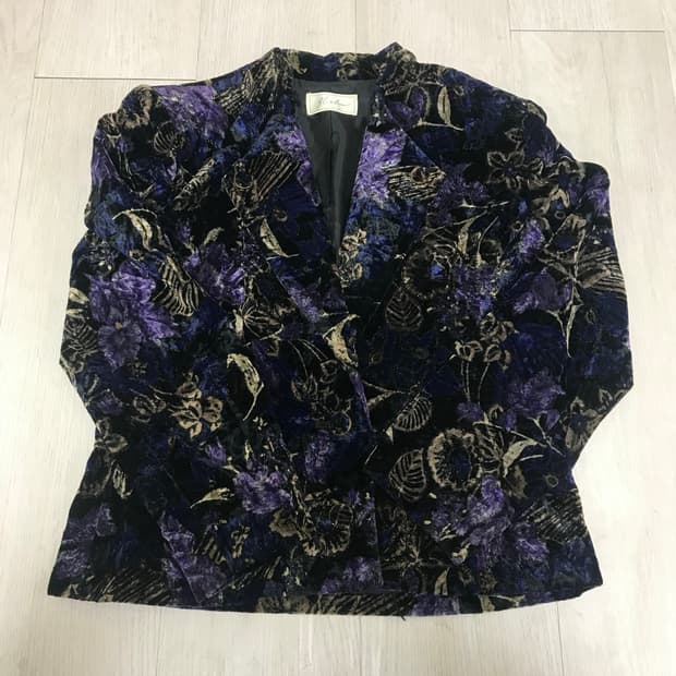 퍼플(보라) 플라워 꽃 벨벳 자켓(잠바)