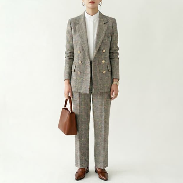 미샤 이태리 세루티 울100 체크자켓 팬츠셋업 수트세트(상의55하의66)