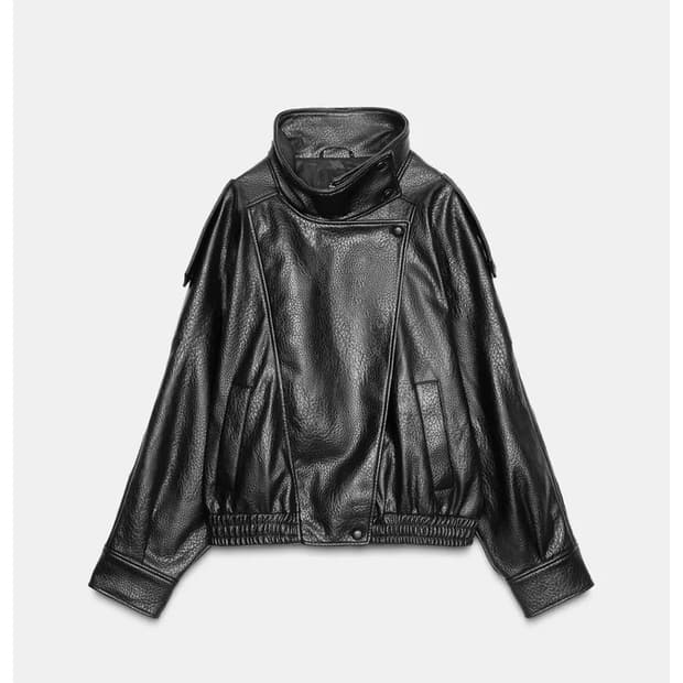 Zara faux leather jacket black