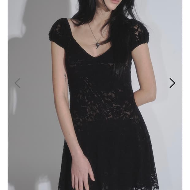 애즈온 flora lace puff dress 플로라 레이스 퍼프 드레스
