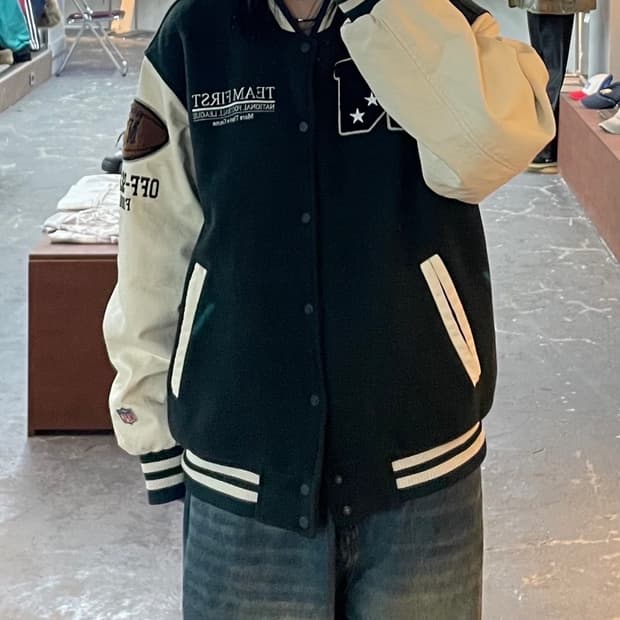 NFL 울 모직 레더 스타디움 바시티 자켓 H1560