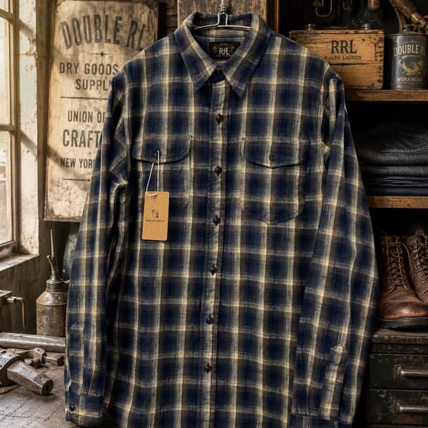 RRL 플레이드 우븐 워크셔츠