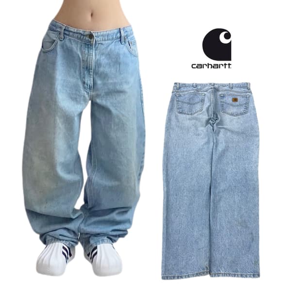 칼하트 OG 가죽패치 워싱 워크 데님팬츠