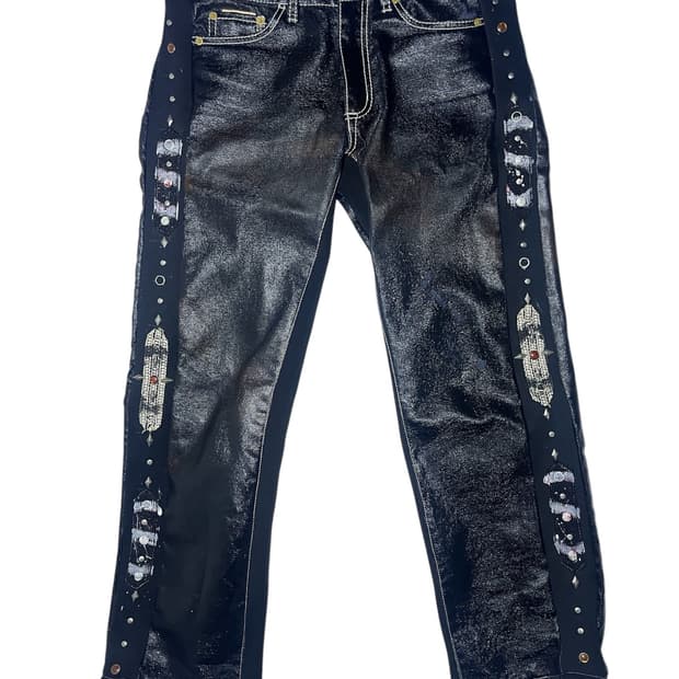 [OS] 빈티지 아카이브 이티스 사이드 젬스톤 모스 코드 데님