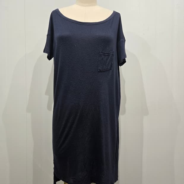 알렉산더 왕 네이비 포켓 반팔 롱 원피스