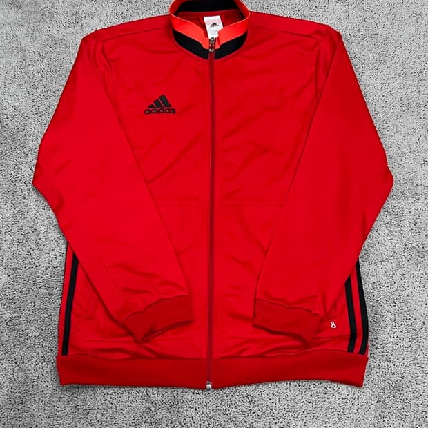 (110) 아디다스 레드 블랙 기모 져지