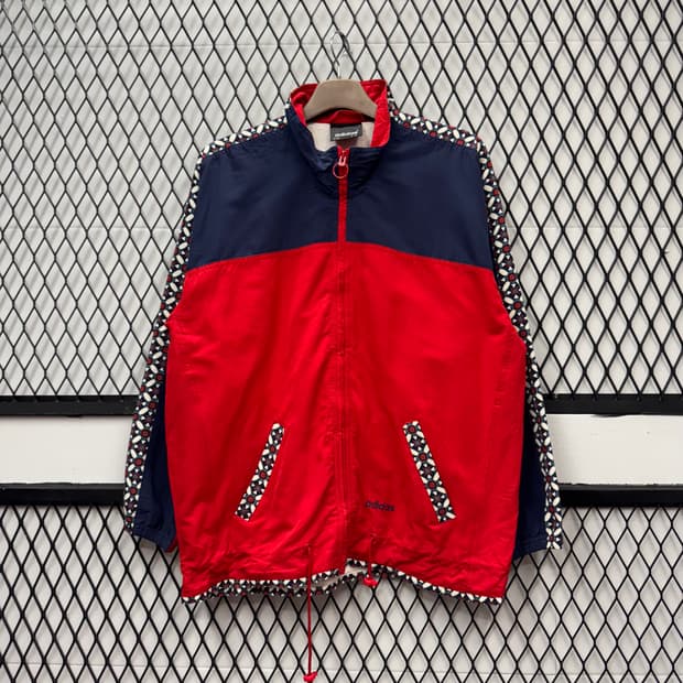 00s 아디다스 올드스쿨 바람막이 사이드 트랙 포인트 네이비 레드