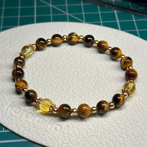 (맞춤) 천연석 호안석과 시트린 매듭형 원석팔찌