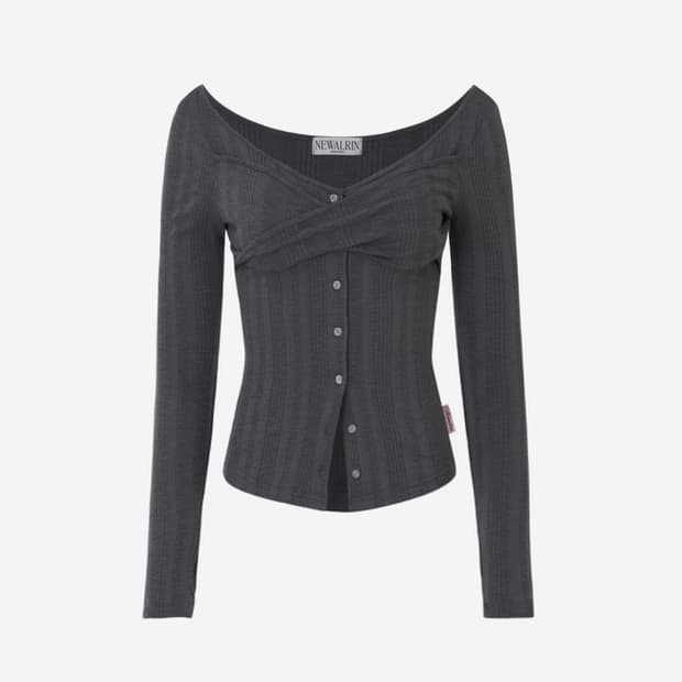 뉴얼린 트위스트 버튼탑(차콜)