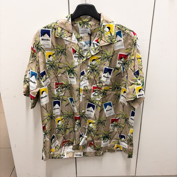 (정품/새상품) RHUDE 루드 남성 시가렛 프린트 실크 반팔 셔츠