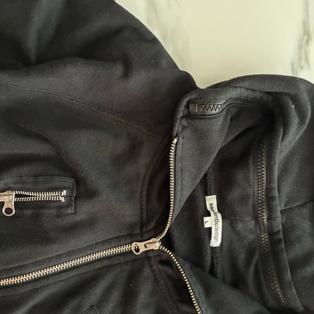 Semantic design two way zip hoodie