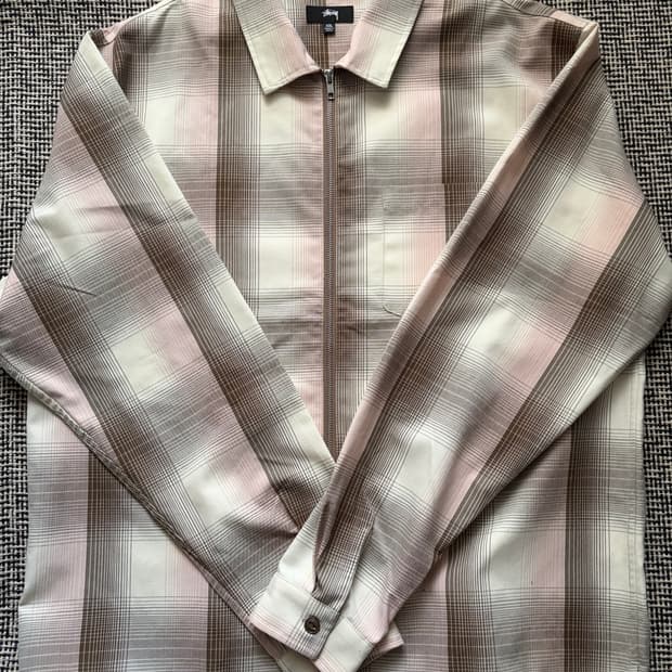 스투시 쉐도우 플레이드 집업 셔츠 XXL