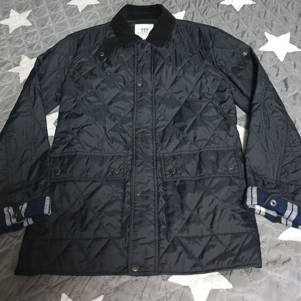 헨리코튼 골프 카라 코듀로이 퀄팅점퍼 블랙 (M)