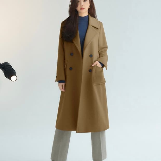 폴앤조 캐시미어 울 블렌딩 더블 롱코트